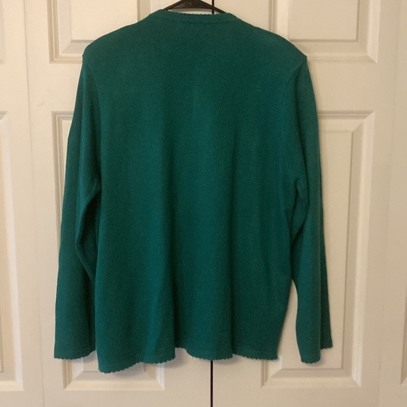 Alfred Dunner pullover sweater cardigan vintage green women’s XL made in USA - Picture 2 of 8